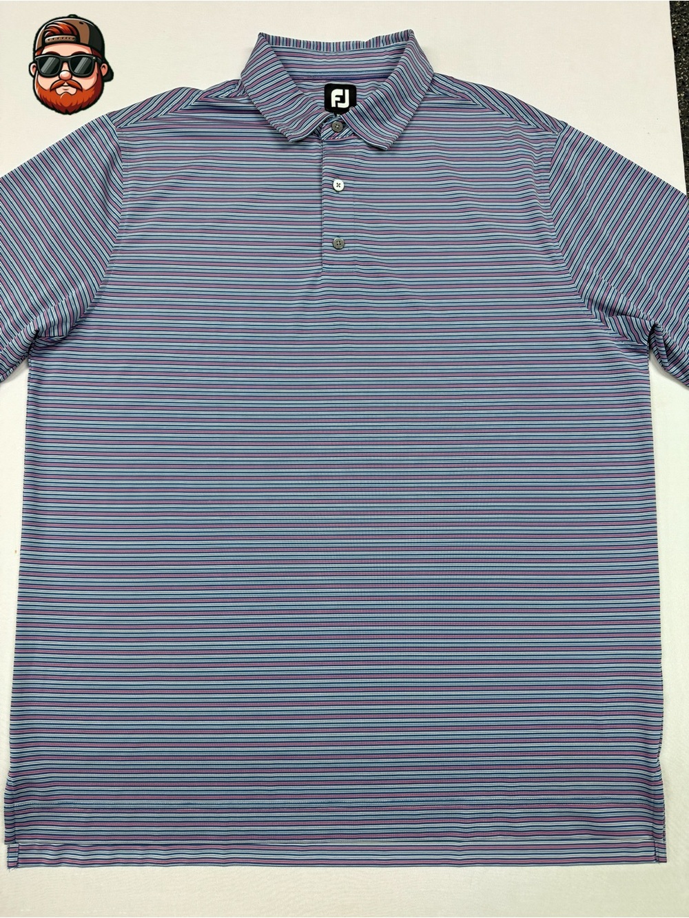 FootJoy Men’s XL Blue/Purple Striped Performance Golf Polo Short Sleeve